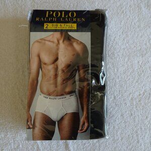 Polo Ralph Lauren Briefs Underwear Big Men's Size 46 Black Cotton PACK of 2